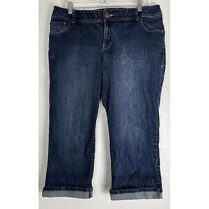Lane Bryant Genius Fit Mid Rise Capri Jeans 16 Blue 1569